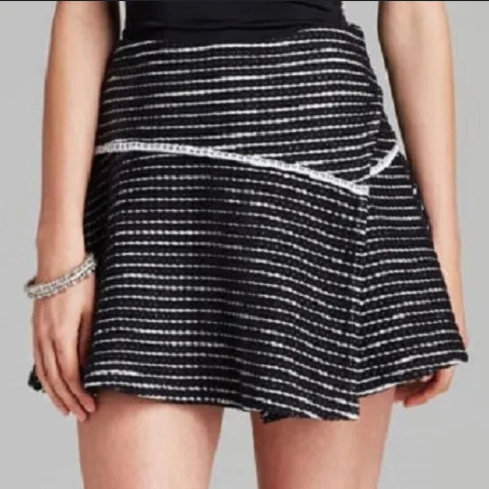 Free People Bento Mini Skirt Striped Woven Black & White 4